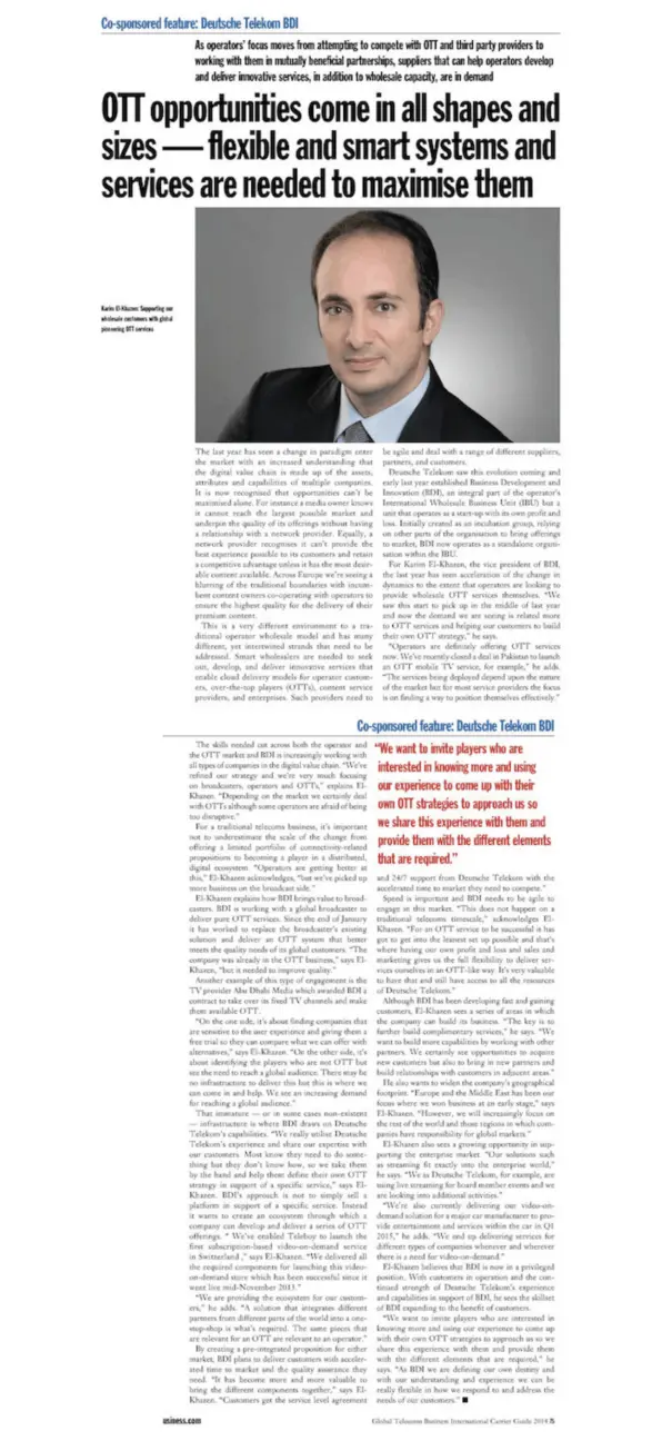 Karim El-Khazen - Global Telecoms Business August 2014